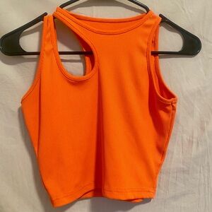 SHEIN Orange Cut Out Crop Tank Top